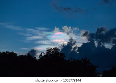 Irisation on clouds at evening.