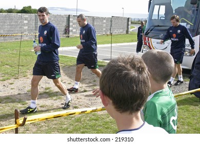 Irish Captain Roy Keane (Man Utd), With Steve Carr And David Connolly At Ireland's Training Session In Malahide Co. Dublin