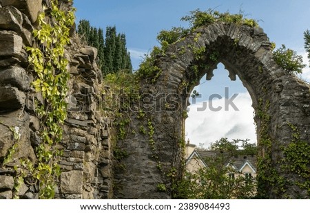 Irish church ruins - old abandoned gothic religious building 