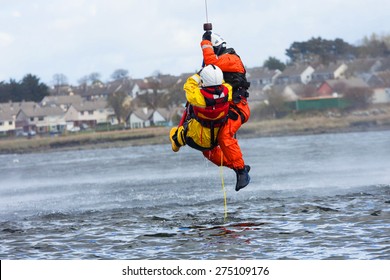 Irish Coast Guard crew display a water rescue training in the sea - Shutterstock ID 275109176