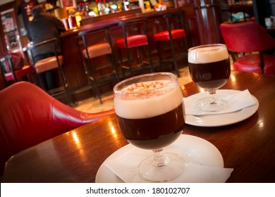 Irish Coffee In Traditional Irish Pub Setting