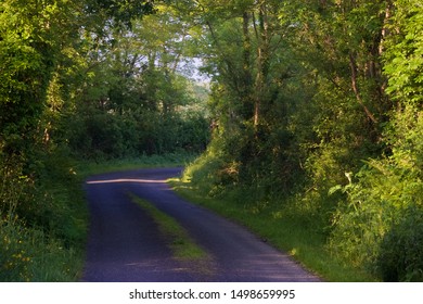 Irish Country Road In Summer Morning - County Kerry, Ireland.