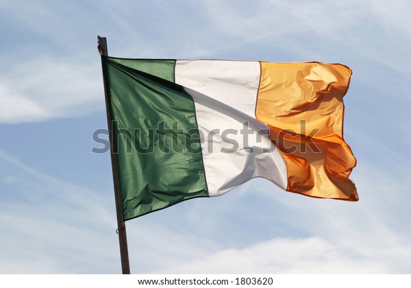 Irish Flag Waving Stiff Breeze Stock Photo (Edit Now) 1803620