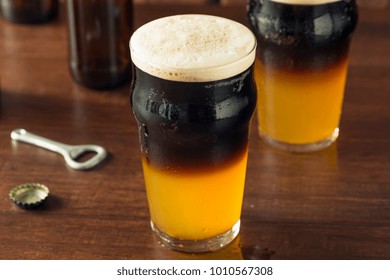 Irish Layered Black and Tan Beer with Lager and Stought
