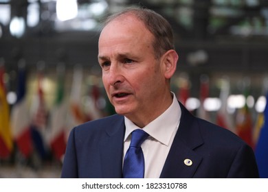 Irish Prime Minister Micheal Martin arrives at the first face-to-face EU summit since the coronavirus disease (COVID-19) outbreak, in Brussels, Belgium July 20, 2020.