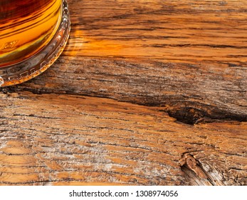 Irish Whiskey Bottle On Reclamined Wood Overhead Shot