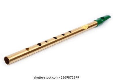 The Irish whistle is a longitudinal flute with a whistle device and six playing holes.