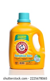 IRIVNE, CALIFORNIA - 12 NOV 2022: A Bottle Of Arm And Hammer Sensitive Skin Laundry Detergent.