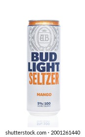 IRIVNE, CALIFORNIA - 2 JULY 2021: A Can Of Bud Light Seltzer Mango Flavored Alcoholic Beverage.