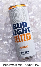 IRIVNE, CALIFORNIA - 2 JULY 2021: A Can Of Bud Light Seltzer Mango Flavored Alcoholic Beverage.