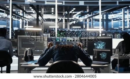 Irked computing facility system admin raging because of faulty visual programming system assessing datasets.