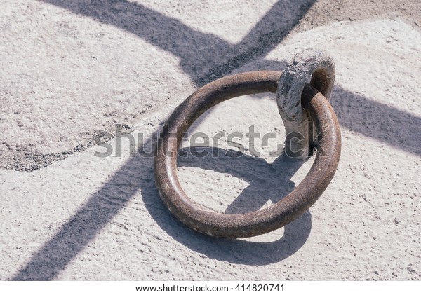 Iron Anchor Ring On Harbour Floor Stock Photo Edit Now