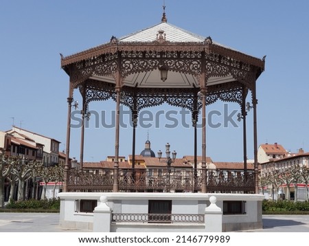 Iron bandstand from 19th century in Cervantes Square in Alcalá de Henares, province of Madrid, Spain, Europe.  Foto stock © 