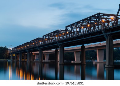 Iron Cove Bridge At Dawn, Sydney, Australia.