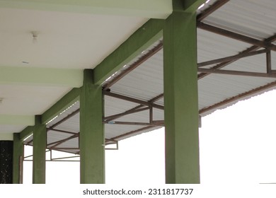 iron frame and building pillars with its asbestos roof perspective photo, architecture building perspective photo - Shutterstock ID 2311817737