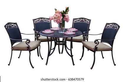 Iron Garden Furniture Table And Chairs Isolated