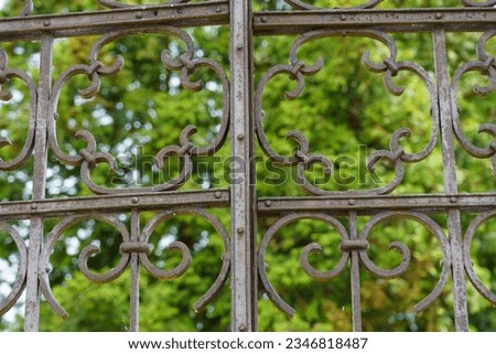 Iron gate detail, view of the Jewish cemetery.