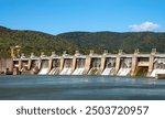 Iron Gate I Hydroelectric Power Station on the Danube river between Romania and Serbia.