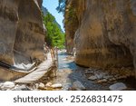 Iron Gates at Samaria gorge at Greek island Crete.