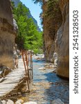 Iron Gates at Samaria gorge at Greek island Crete.