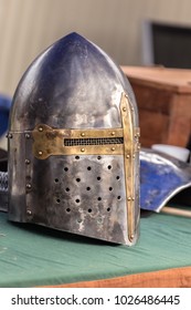 Iron helmet of a medieval knight