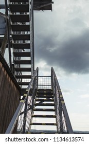 Iron ladder on industrial building