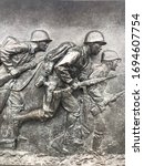 Iron mold of soldiers at Korean War Memorial