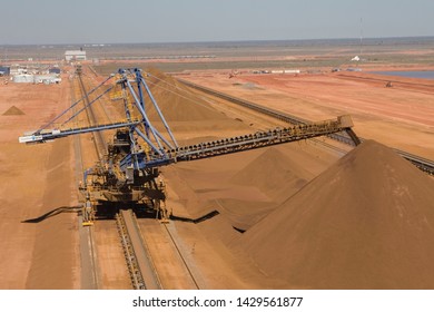 Iron ore stackers and reclaimers in Port Hedland