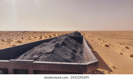 Iron ore train in desert of Mauritania - Powered by Shutterstock