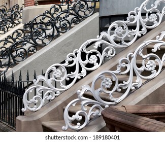 Iron Railings, Running Rose Pattern, Boston Victorian Architecture