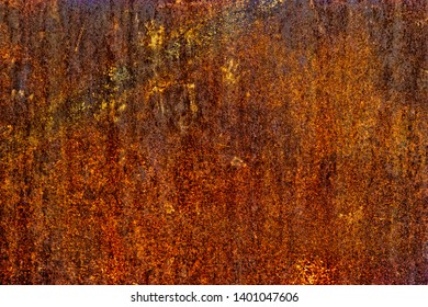 Iron sheet covered with brown rust weathered background