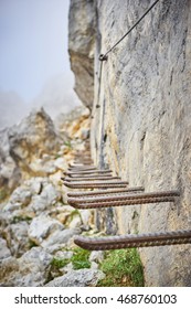 Iron Stairway Up The Mountains / Ellmauer Halt At Wilder Kaiser In Austria / Stairway To Heaven