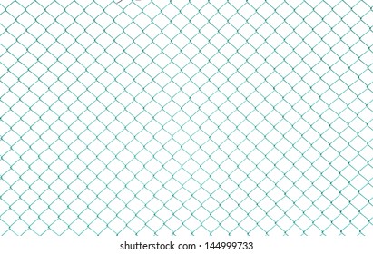 Iron Steel Wire Fence Isolated On White Use For Multipurpose