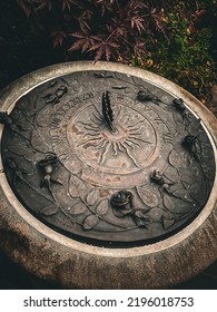 Iron And Stone Sundial With Roses