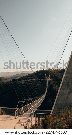 iron suspension bridge. Arouca suspension bridge. suspension footbridge