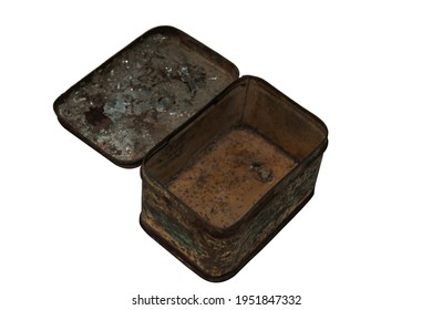 The Iron Tea Box Is Old. Isolate On White Background