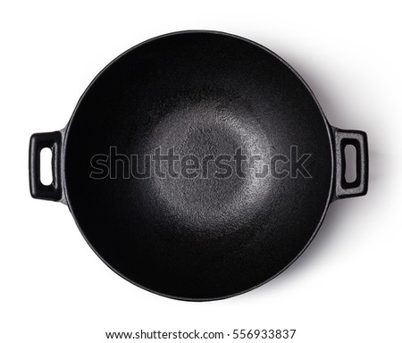 iron wok isolated on white background