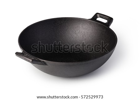 iron wok isolated on white background