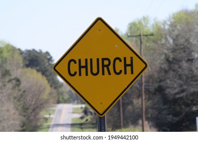 Ironic Church Yellow Caution Sign