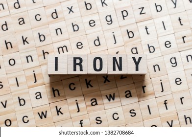 Irony Word Concept  On Cubes