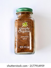 IRPEN, UKRAINE, JUNE 12 20222, Bottle With Spice Powder Pumpkin Simply Organic, Illustrative Editorial