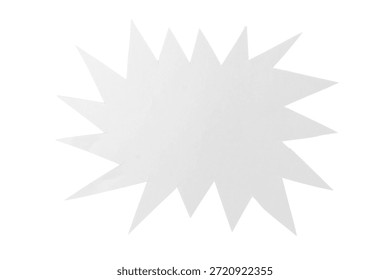 Irregular white paper explosion shape isolated, expressive abstract form for emphasis and callouts.