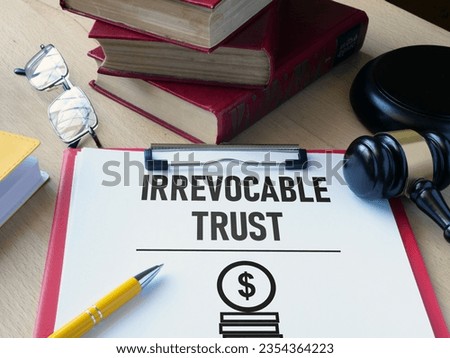 Irrevocable trust document is shown using a text
