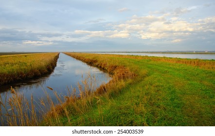 Irrigation Channel In Countryside In Summer