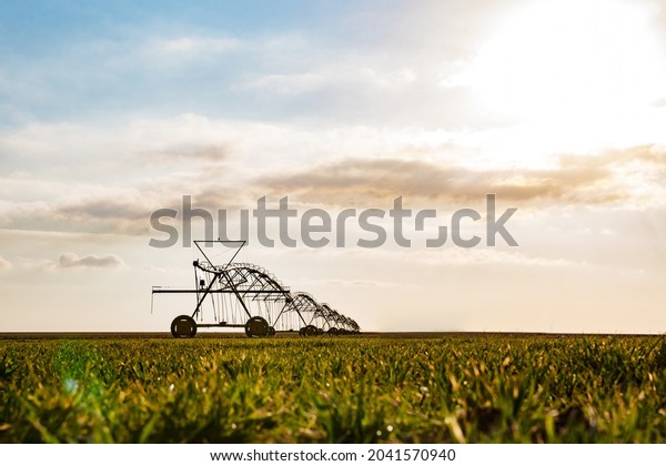 Irrigation equipment in green\
field