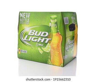 IRVINE, CA - APRIL 10, 2017: Bud Lime 12 Pack Bottles. From Anheuser-Busch InBev, Bud Light Lime Is A Flavored Beer Introduced In 2008.