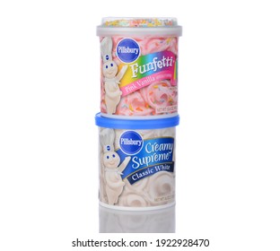 IRVINE, CA - January 05, 2014: Pillsbury Classic White and Funfetti Frostings. Pillsbury founded in 1872 by Charles Alfred Pillsbury, is now owned by the J.M. Smucker Company.