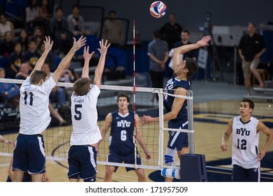 IRVINE, CA - JANUARY 17: The Brigham Young University Men's Volleyball Team Competes With The University Of California - Irvine At The Bren Events Center In Irvine, CA On January 17, 2014