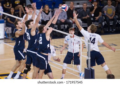 IRVINE, CA - JANUARY 17: The Brigham Young University Men's Volleyball Team Competes With The University Of California - Irvine At The Bren Events Center In Irvine, CA On January 17, 2014