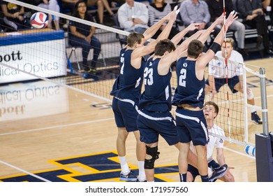 IRVINE, CA - JANUARY 17: The Brigham Young University Men's Volleyball Team Competes With The University Of California - Irvine At The Bren Events Center In Irvine, CA On January 17, 2014